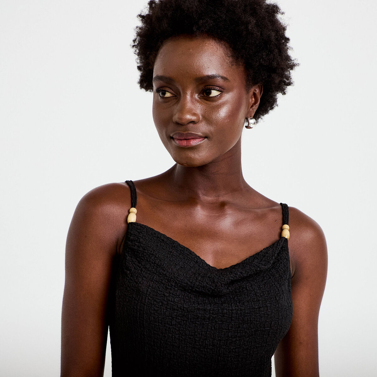 Robe longue droite en maille noir femme