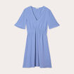 Robe évasée taille élastiquée bleu gris femme