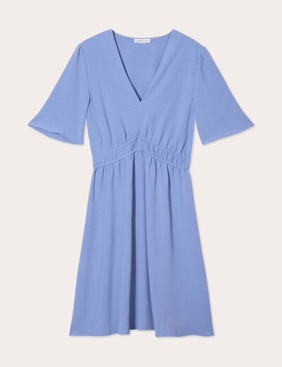 Robe évasée taille élastiquée bleu gris femme