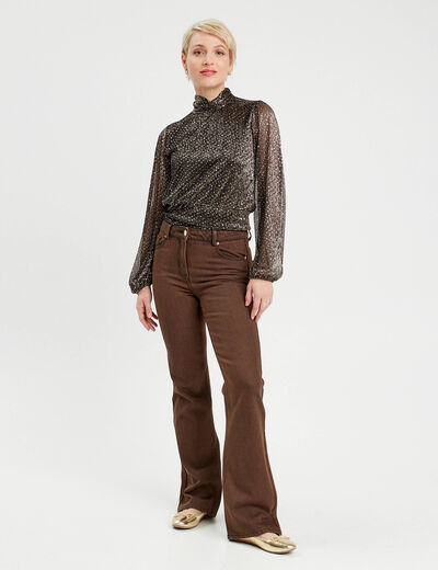 Blouse col montant noir femme
