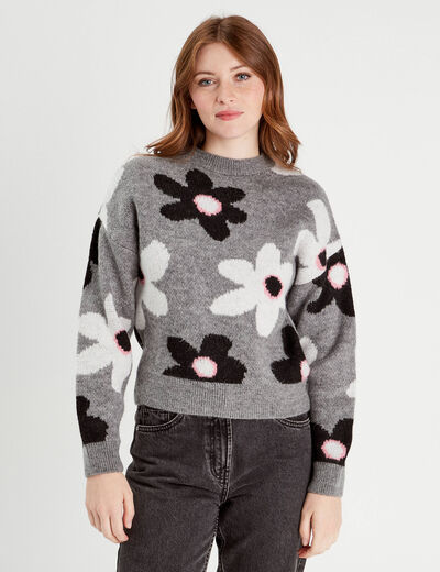 Pull manches longues gris clair femme