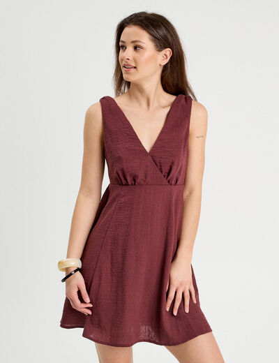 Robe évasée sans manches prune femme