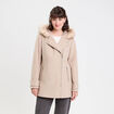 Manteau droit avec capuche beige femme