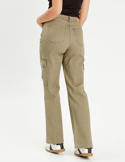 Pantalon cargo large vert kaki femme