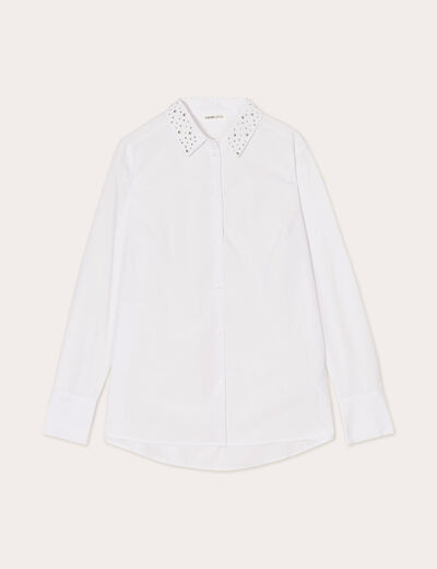 Chemise manches longues clous ecru femme