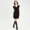 Robe pull droite 2-en-1 noir femme