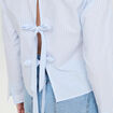Chemise droite courte en coton bleu femme