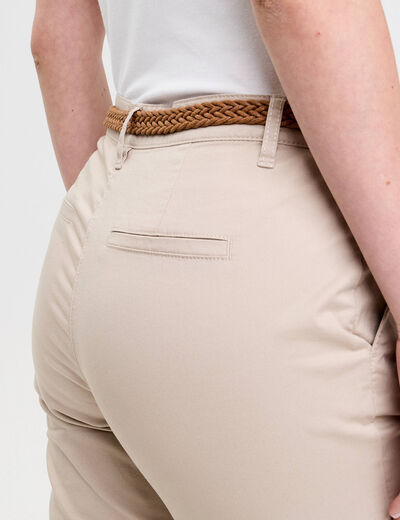 Pantalon chino 7/8ème beige femme