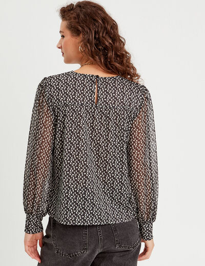 Blouse manches bouffantes noir femme