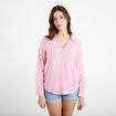 Chemise lin col V manches longues rose femme