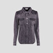 Chemise manches longues denim gris femme