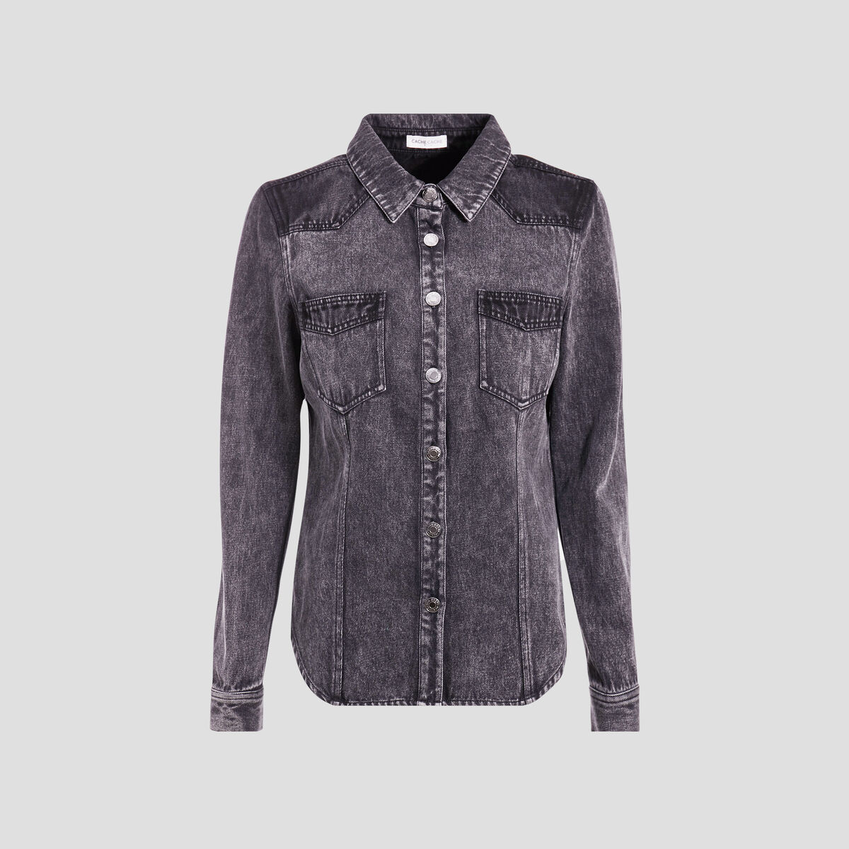 Chemise manches longues denim gris femme