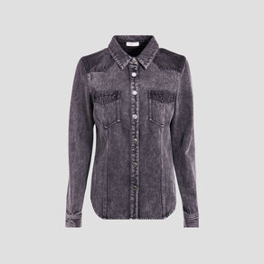 chemise manches longues denim gris femme Chemise manches longues denim gris femme