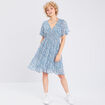 Robe évasée manches courtes bleu marine femme