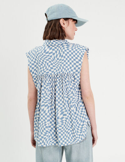 Chemise sans manches bleu femme
