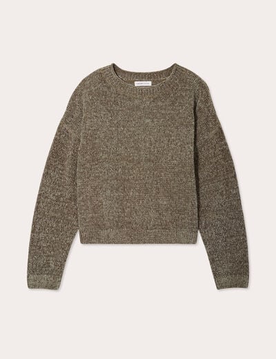 Pull col montant vert kaki femme