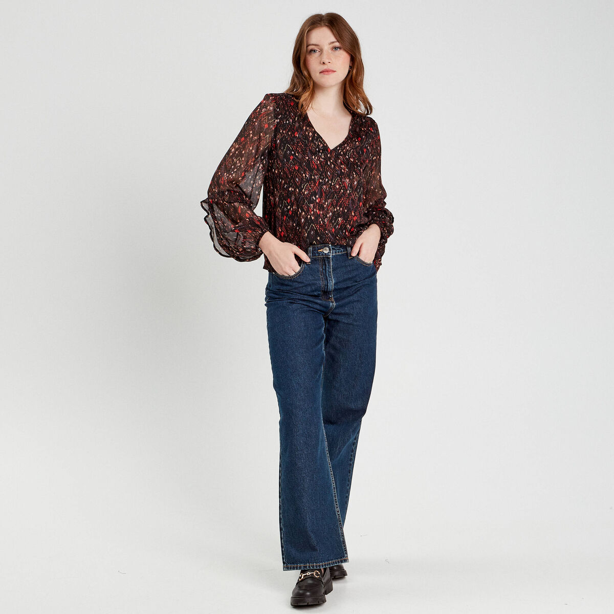 Blouse manches longues noir femme