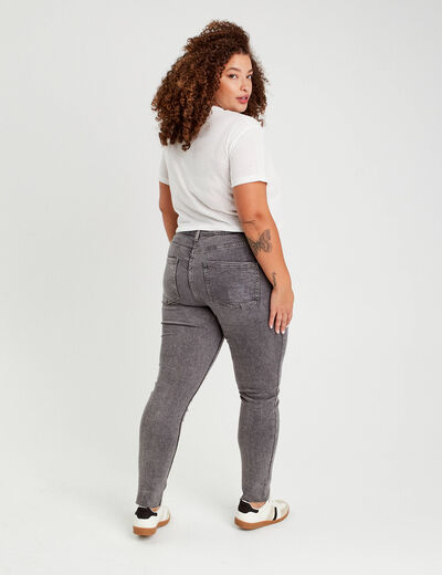 Jeans skinny taille haute denim gris femme
