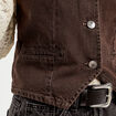 Veston sans manches en jean marron foncé femme