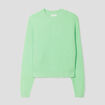Pull cropped col rond vert femme