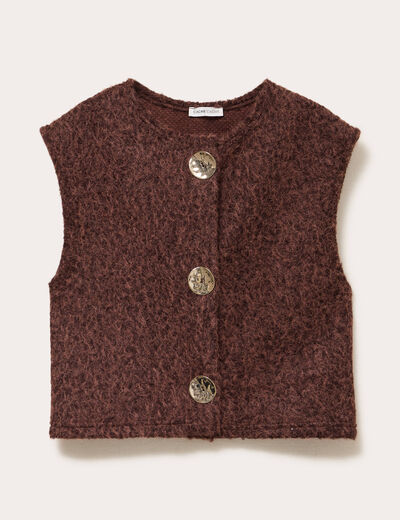 Gilet sans manches effet polaire marron clair femme