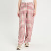 Pantalon large taille haute rose femme
