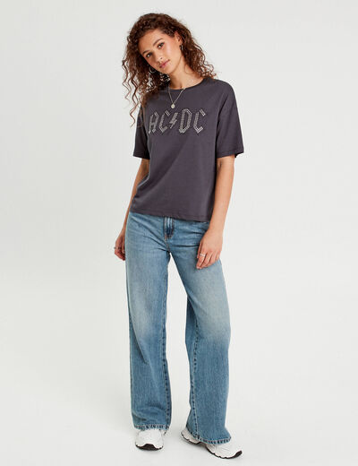T-shirt manches courtes AC/DC gris foncé femme