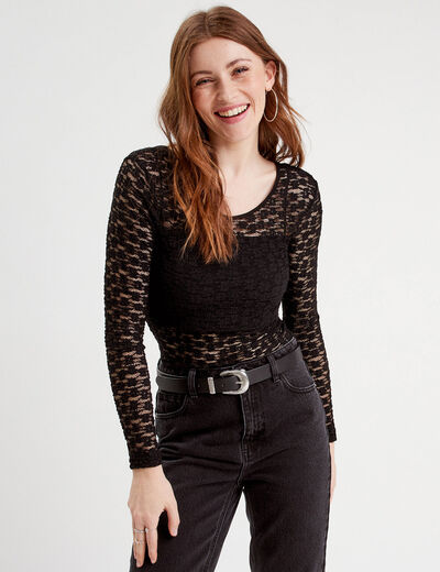 T-shirt manches longues noir femme
