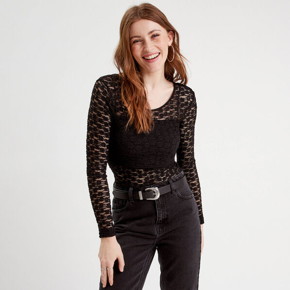 t shirt manches longues noir femme T-shirt manches longues noir femme