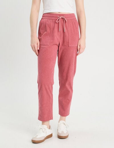 Pantalon slouchy velours vieux rose femme