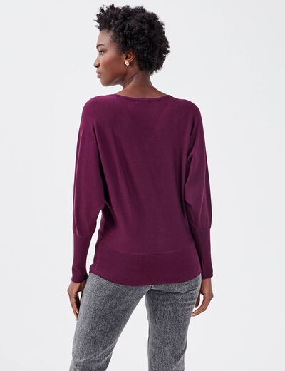 Pull avec col zippé prune femme