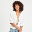 Blouse manches 3/4 nouée ecru femme