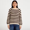 Pull ample col rond manches longues ivoire femme