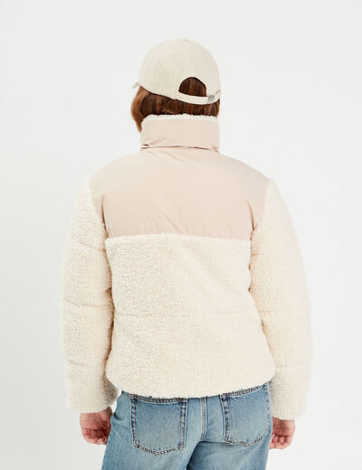 Doudoune effet polaire ecru femme