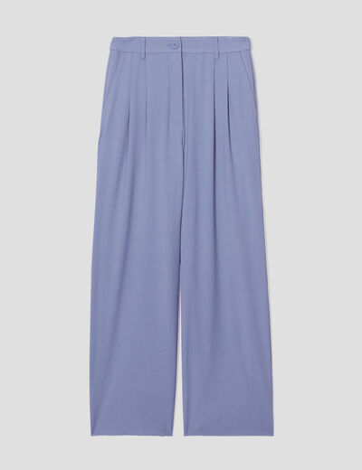 Pantalon large &agrave; pinces bleu gris femme