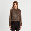 Blouse col montant vert kaki femme