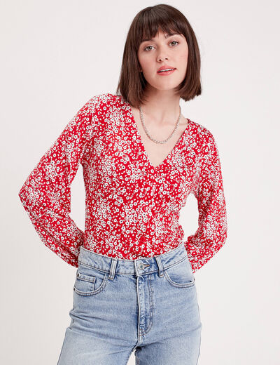 T-shirt manches longues rouge femme