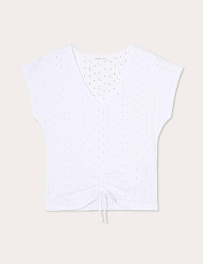 T-shirt broderie anglaise blanc femme