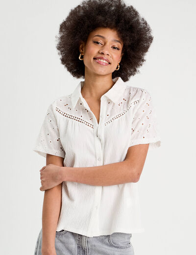 Chemise broderie anglaise ecru femme