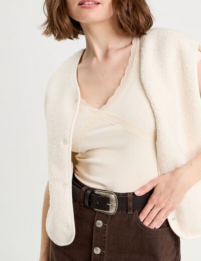 Ceinture large boucle western noir femme