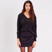 Pull avec col en V noir femme