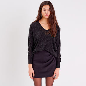 pull avec col en v noir femme Pull avec col en V noir femme