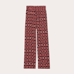Pantalon large fluide rouge femme