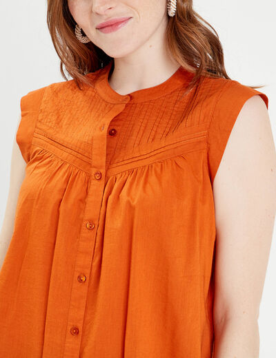 Blouse sans manches orange femme