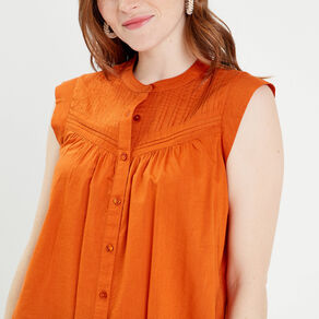 blouse sans manches orange femme Blouse sans manches orange femme