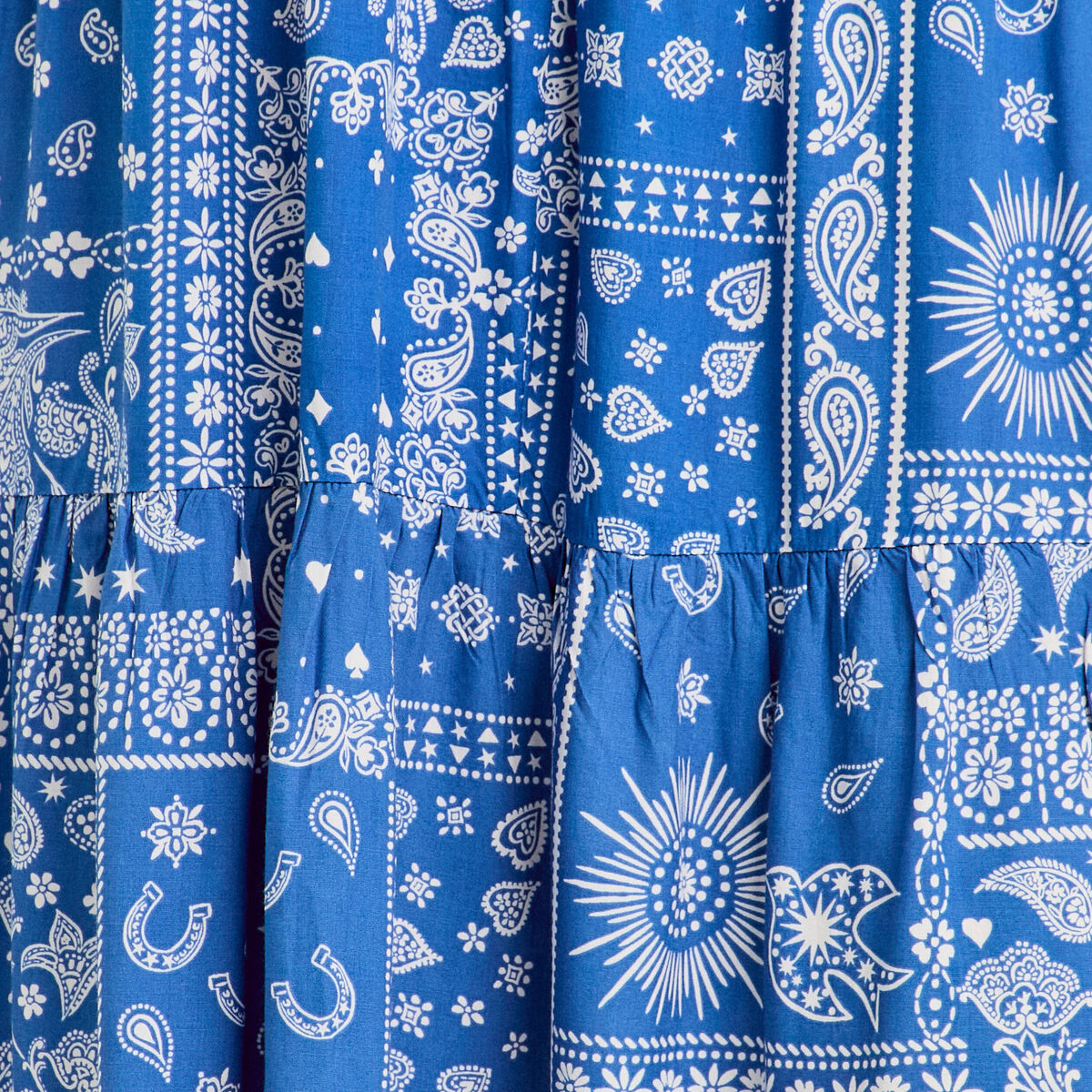 Jupe longue fluide bleu femme