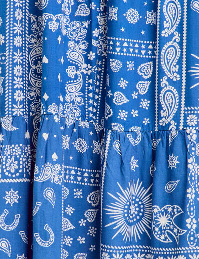 Jupe longue fluide bleu femme