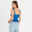 Débardeur tricot cropped bleu electrique femme