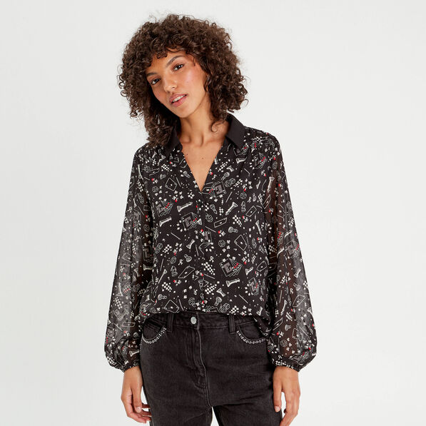 chemise manches longues noir femme Chemise manches longues noir femme