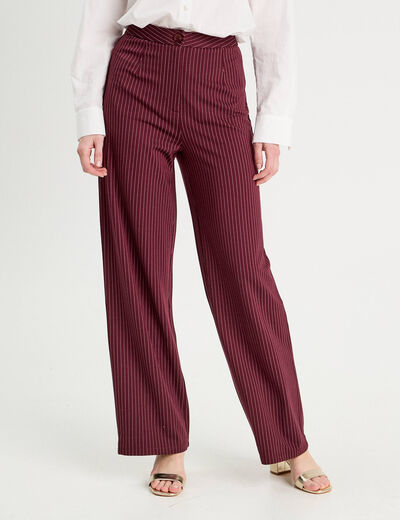 Pantalon jambe large bordeaux femme